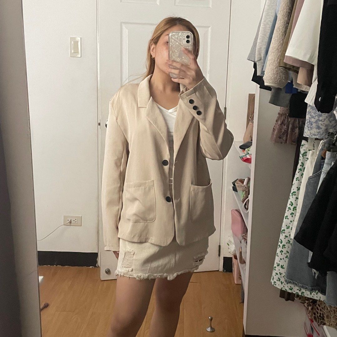 Soft Short Sleeve Blazer Light Beige