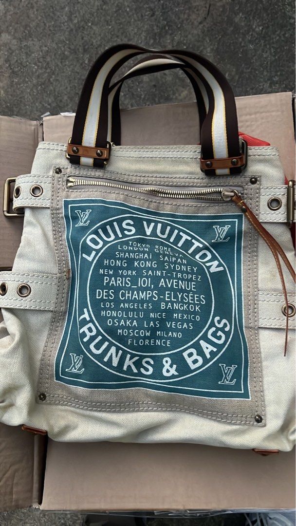 Louis Vuitton Blue Toile Limited Edition Globe Shopper Cabas MM