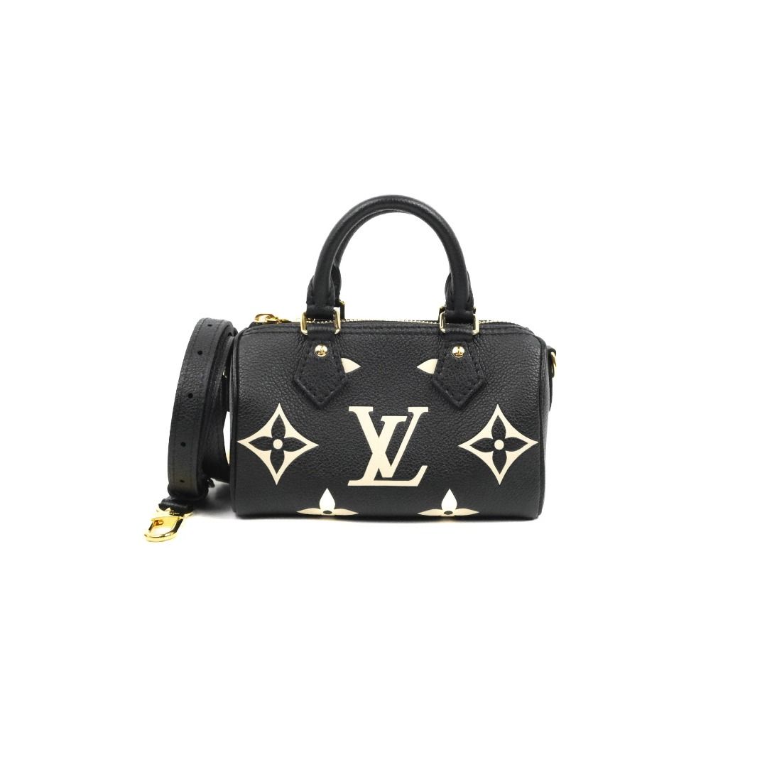 LV Nano Speedy black bicolor empreinte monogram leather, Luxury, Bags &  Wallets on Carousell