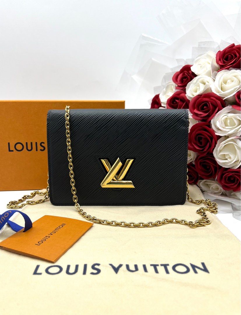 LOUIS VUITTON - Twist Belt Chain Wallet in Black with Gold hardware 