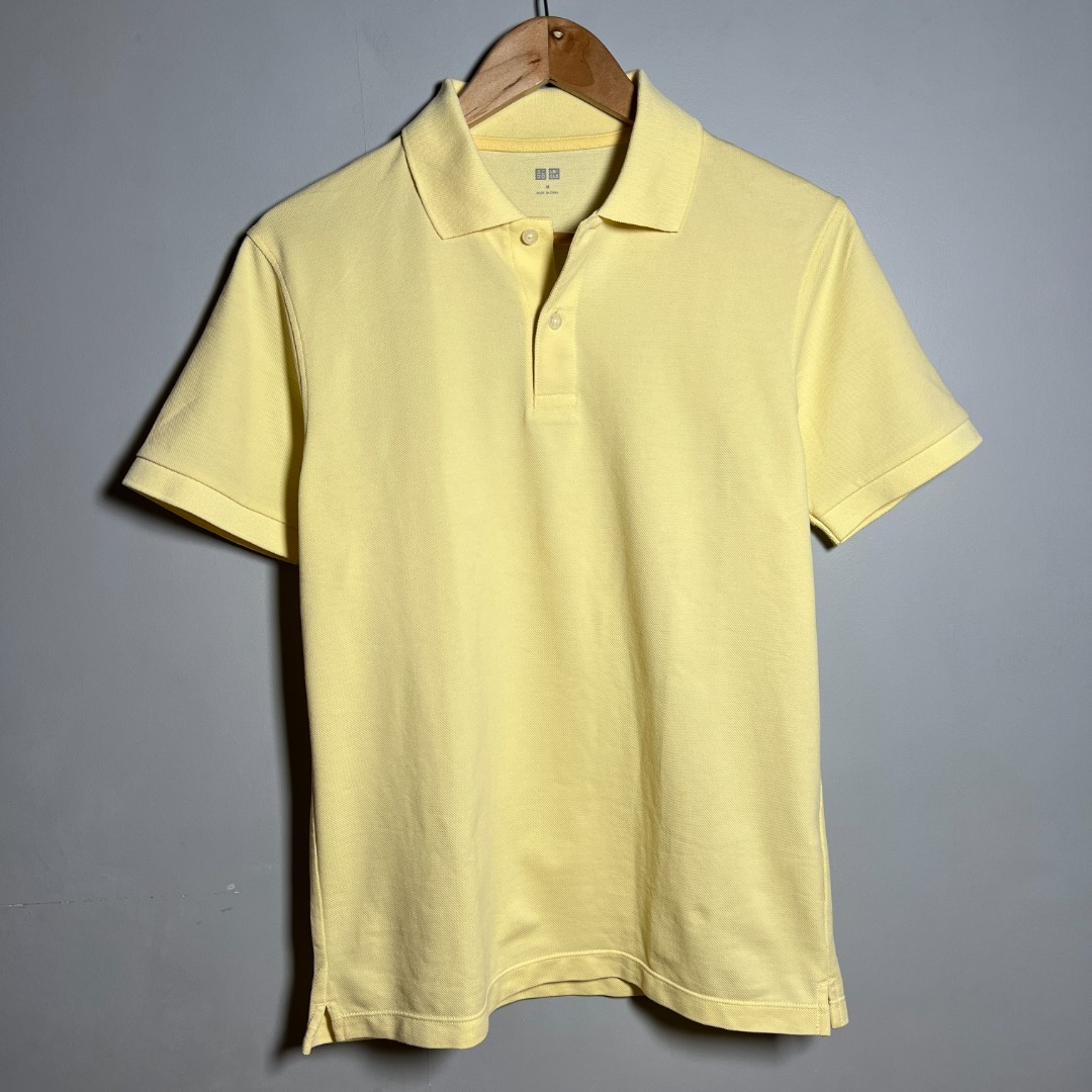 M05 Uniqlo Dry Pique Polo Shirt Pastel Yellow for Men, Men's Fashion ...