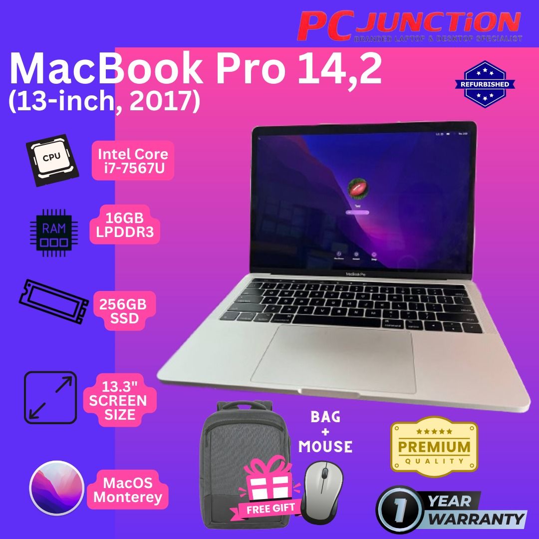 MACBOOK PRO 14 2 YEAR 2017 INTEL CORE i7 7567U 3.5GHz 16GB