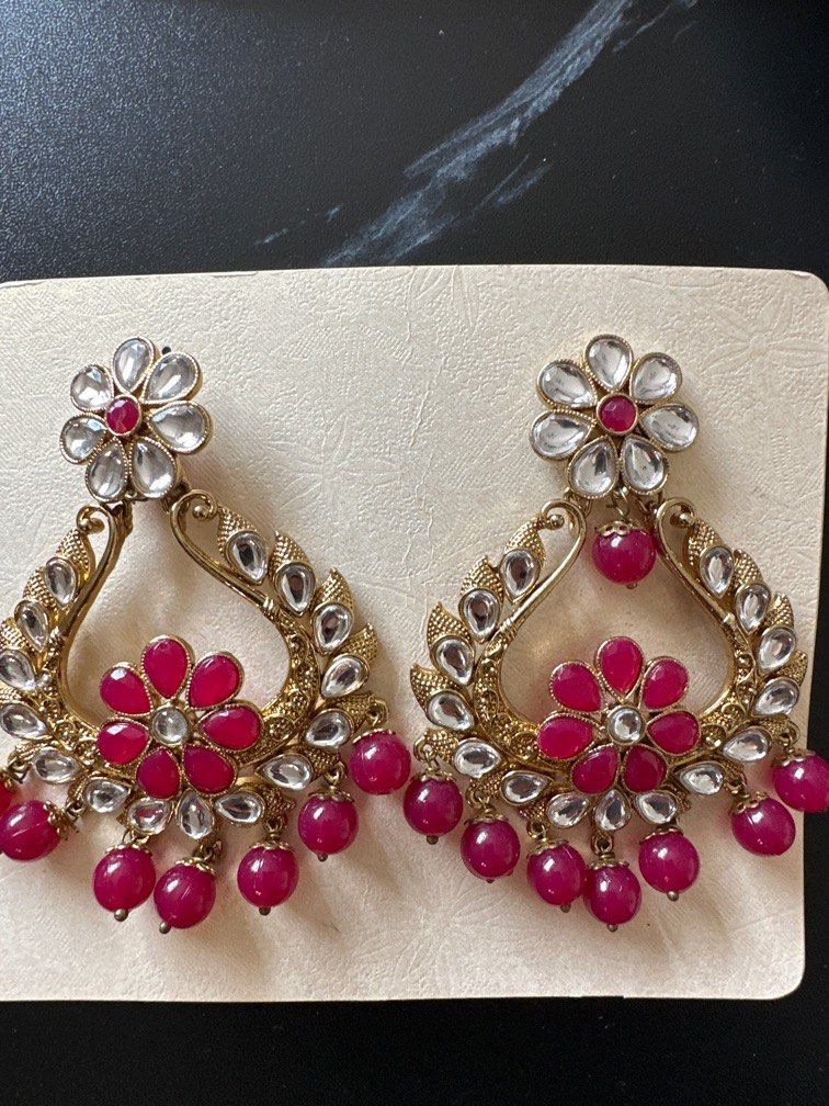 Maroon stone earrings cheap