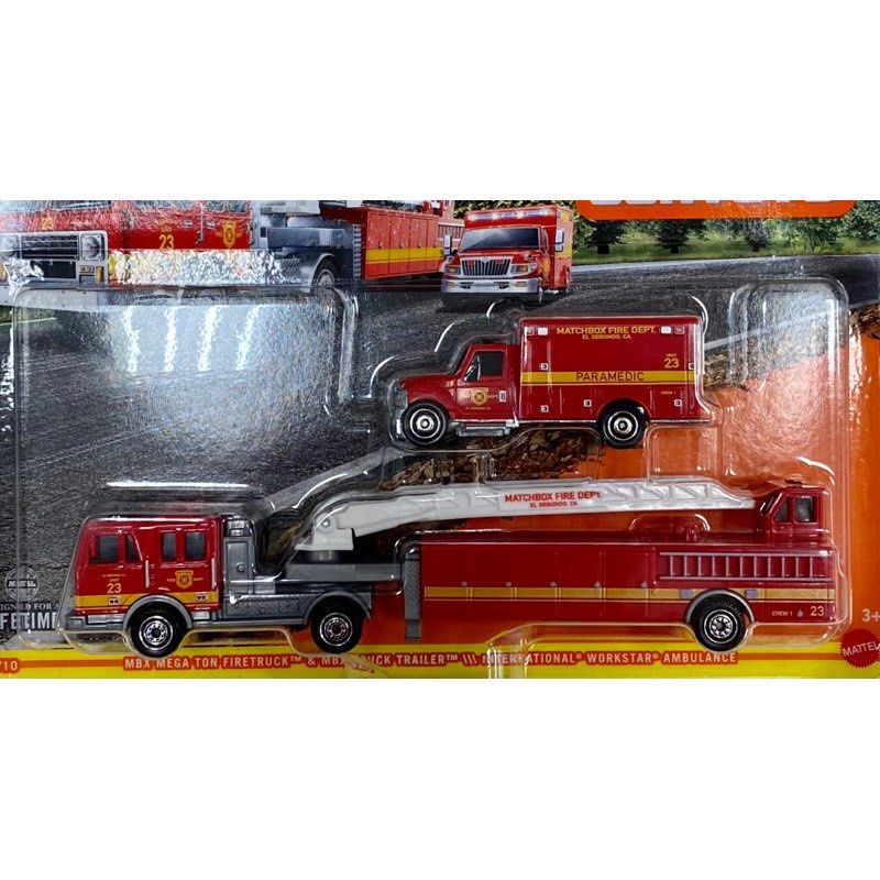 MBX Matchbox Convoys MEGA TON FIRETRUCK TRAILER INTERNATIONAL