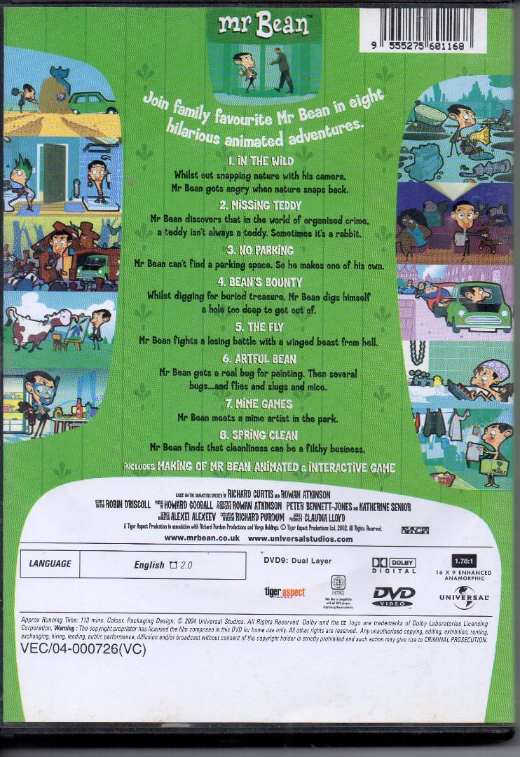 Mr. Bean (Number 1) ***original dvd*** (Category: CDs & DVDs) located in Pasig City. Submitted by armcjay (Listing ID 1259397285, Image 3). Description: This is a pre-owned, authentic item, from my own DVD collection. The disk may contain minor scratches, marks or dirt, and is playable with commercial DVD players and computers. I don't sell defective item here. No return / no exchange..