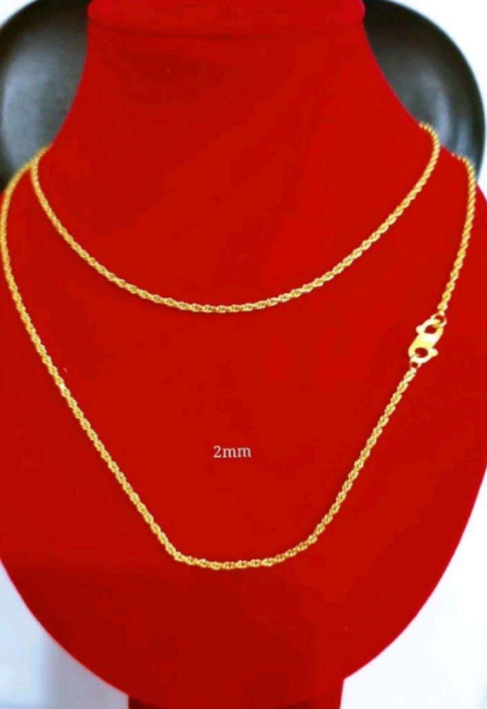 Necklace long twist rope Bangkok Gold plated chain with stamped