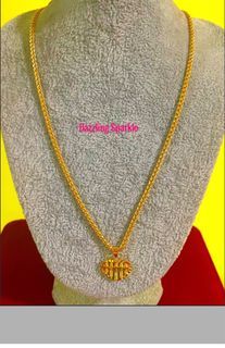 Necklace Set ( 100% Bangkok premium 999.9/916 Gold plated wealth Abacus Love pendant and Chopin Necklace set ( chop 916) width 3mm/ length 50cm) Long lasting quality.