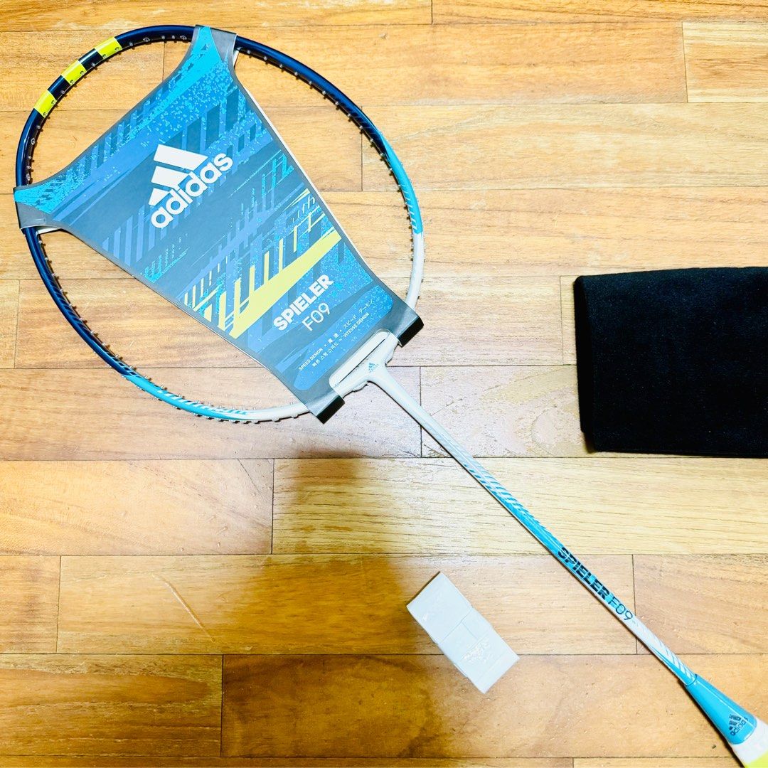 Promo Brand New Adidas Spieler F09 5U 77g White Colorway Badminton Racket Badminton Cloth Bag Grip