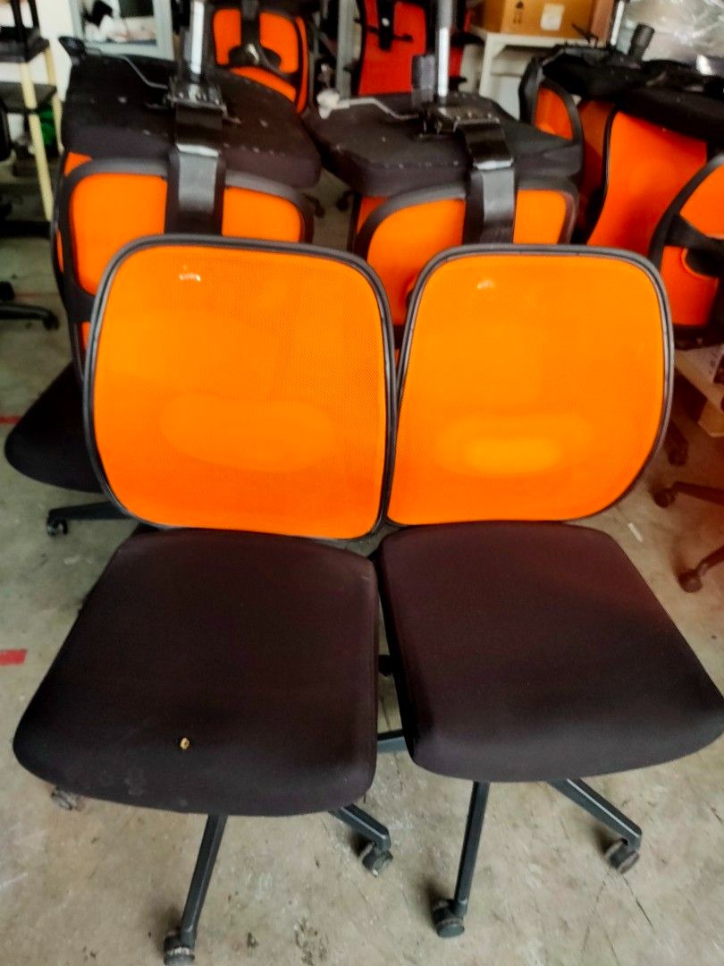 Orange Black Mesh Office Chair for sale 20 each, Furniture & Home