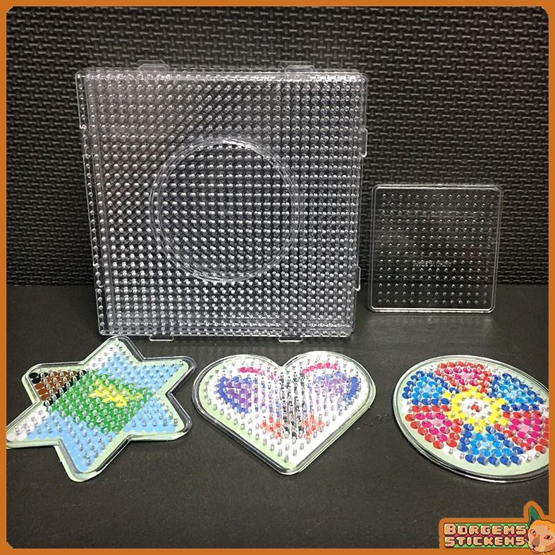 Perler Beads Peg Board 5mm Square Interlock / Circle / Heart / Star set ...