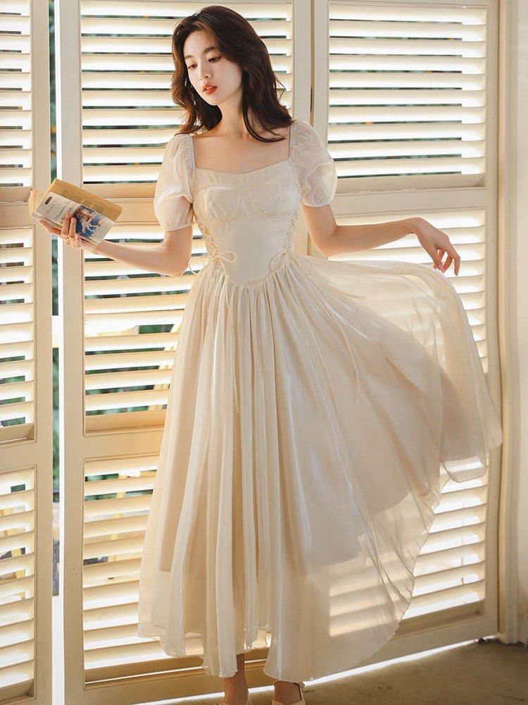 PO Off white dress with laced back birthday prom bridal party