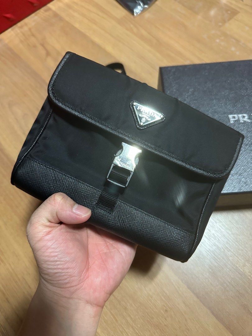 PRADA Re-Nylon Tessuto Saffiano Smartphone Case Crossbody Black