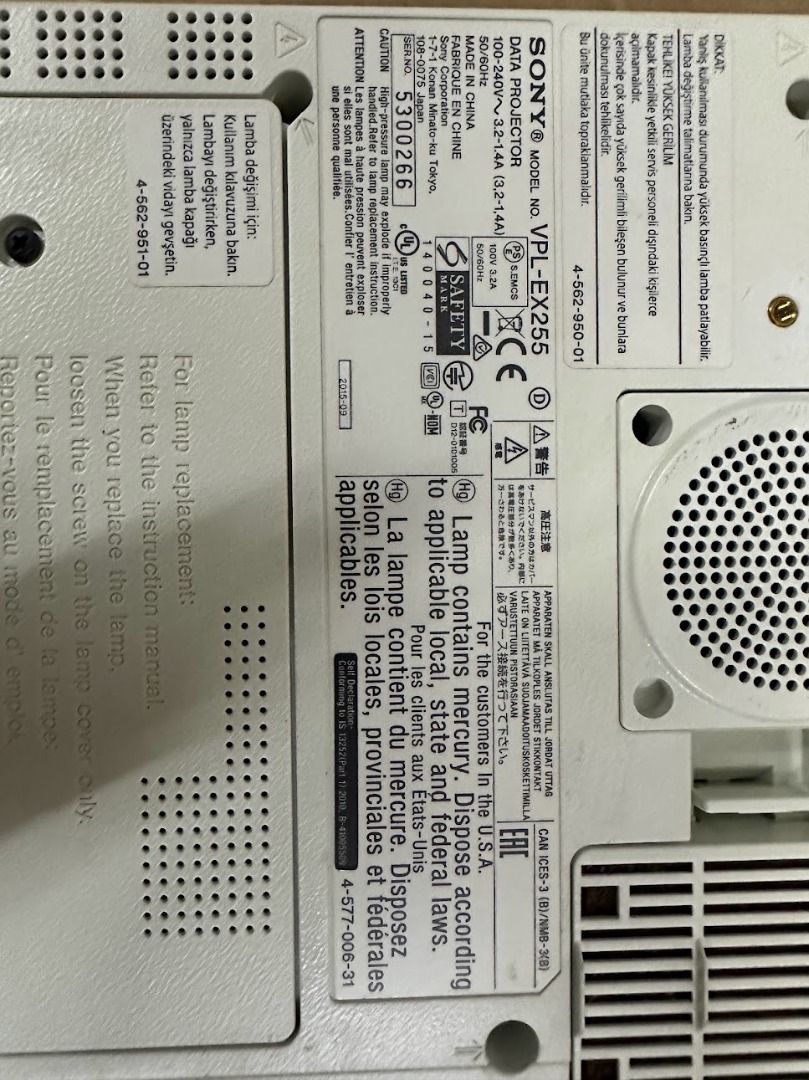 Projector Sony VPL-EX255 for Home Cinema or Office | EX255 (Category: Projectors) located in Singapore. Submitted by daytech (Listing ID 1259332027, Image 2). Description: ✅ Ready Stock in SG ✅ Excellent Physical Condition ✅ Tested & Fully Functional ✅ One Month Warranty Wholesale pricing available for >3pcs $50- EX246 $60- EX255 ⛔ Fixed Price Payment via Atome (5% fee)/Paynow/Paylah/Bank Transfer No Cash on Delivery 🏠 Self Collection at S757022