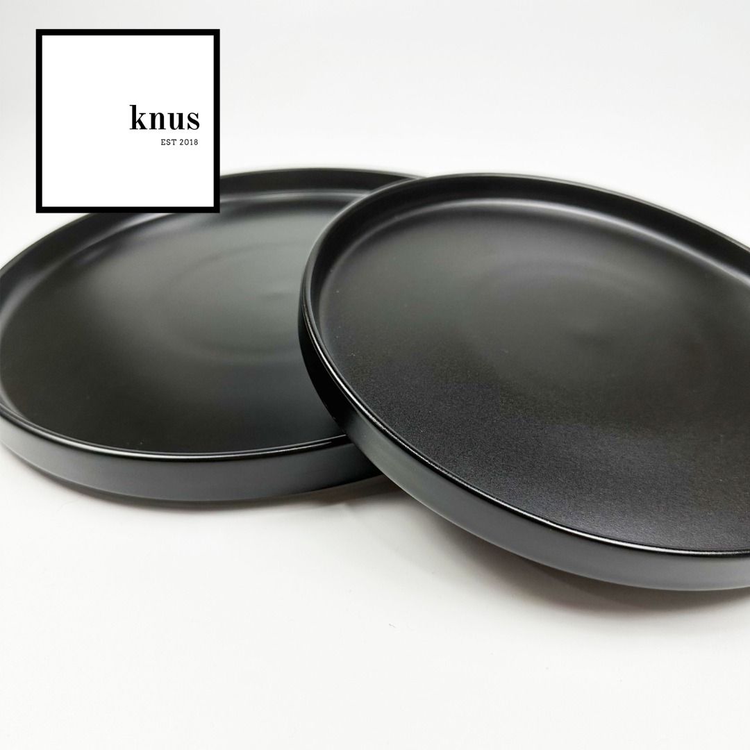 RAVEN Black Matte Glaze Lipped Modern Dinner Plate Salad Plate ...