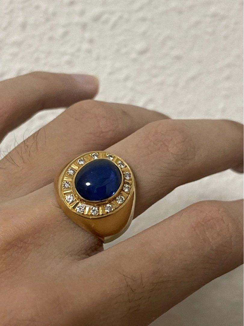 Mens gold blue star cheap sapphire ring