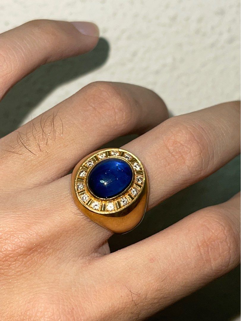 Mens gold blue clearance star sapphire ring