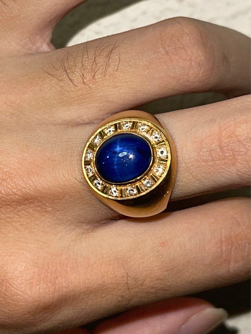 Mens gold blue hotsell star sapphire ring