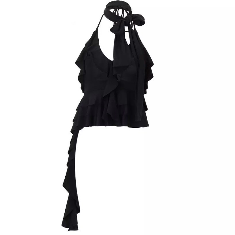 Ruffle Halter Top, Women's Fashion, Tops, Sleeveless on Carousell