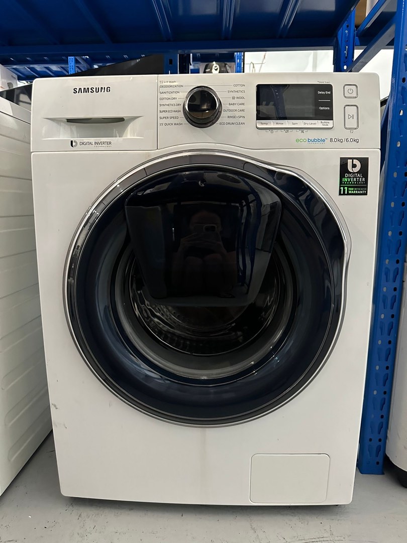 Samsung 8kg/6kg Washer Dryer WD80K6410OW/SP, TV & Home Appliances