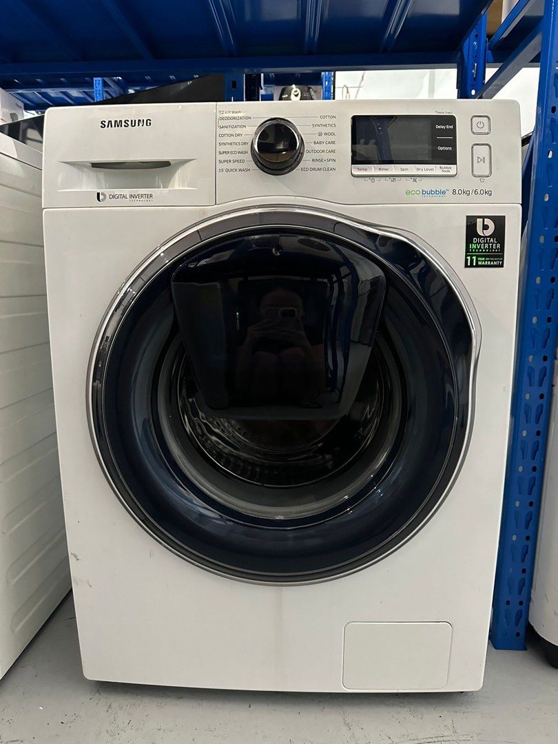 Samsung 8kg/6kg Washer Dryer WD80K6410OW/SP, TV & Home Appliances