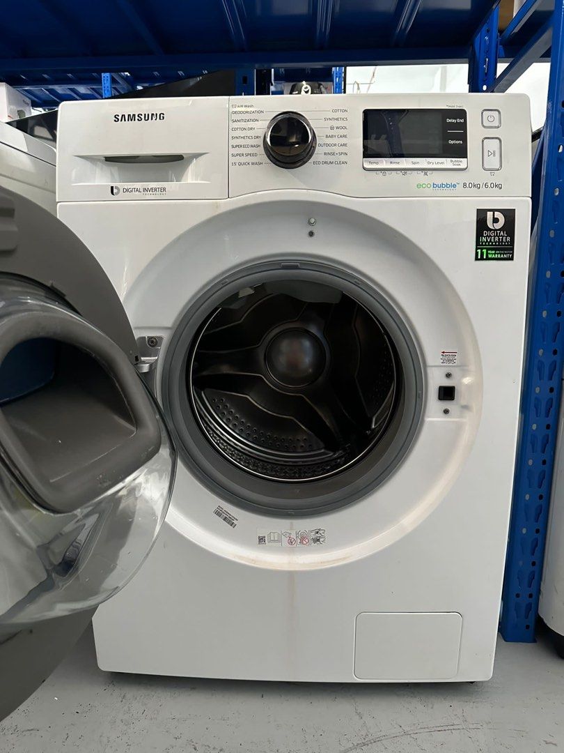 Samsung 8kg/6kg Washer Dryer WD80K6410OW/SP, TV & Home Appliances