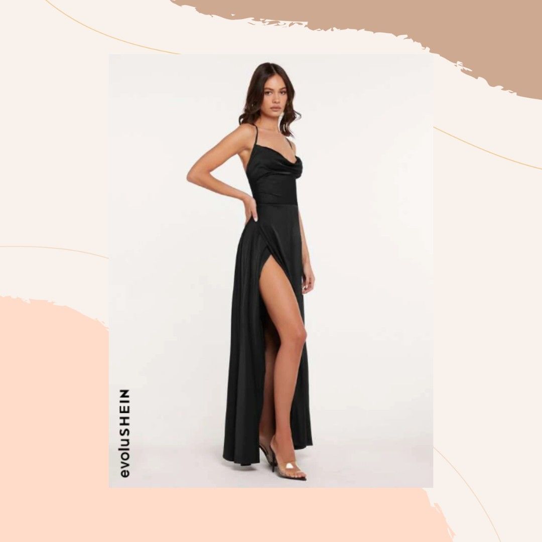 Shein black best sale gown