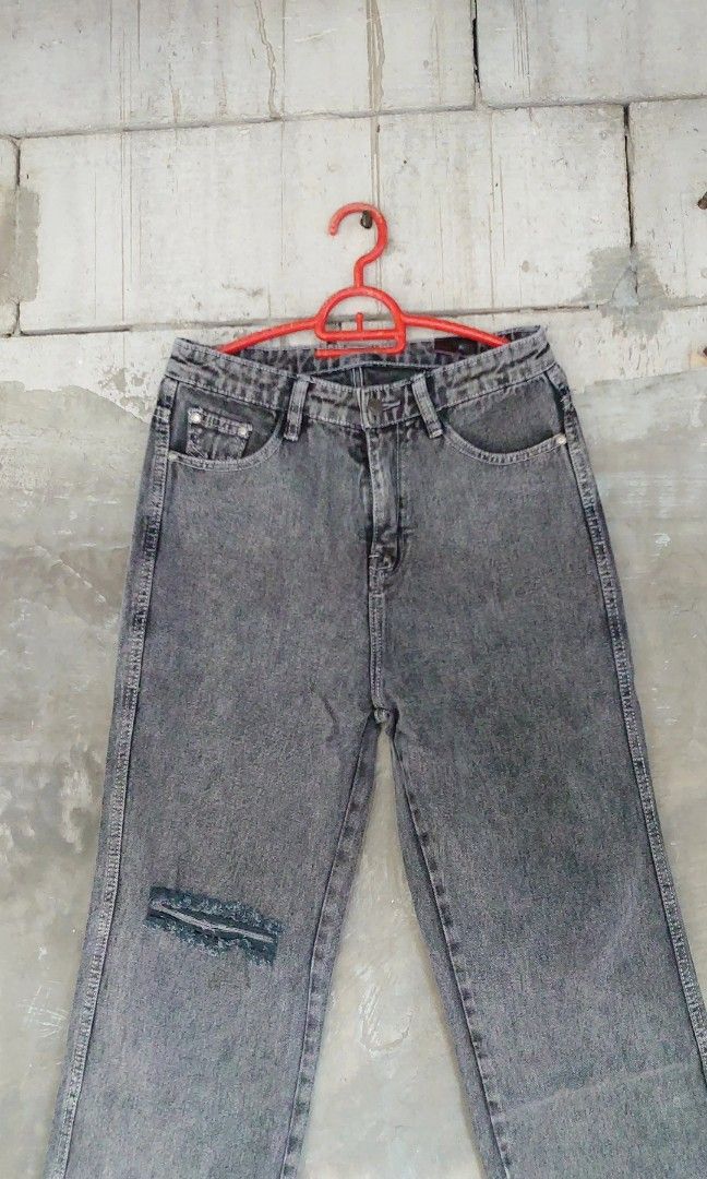Jiniso Black Acid Wash Mom Jeans Boyfriend Jeans With Holes JINISO
