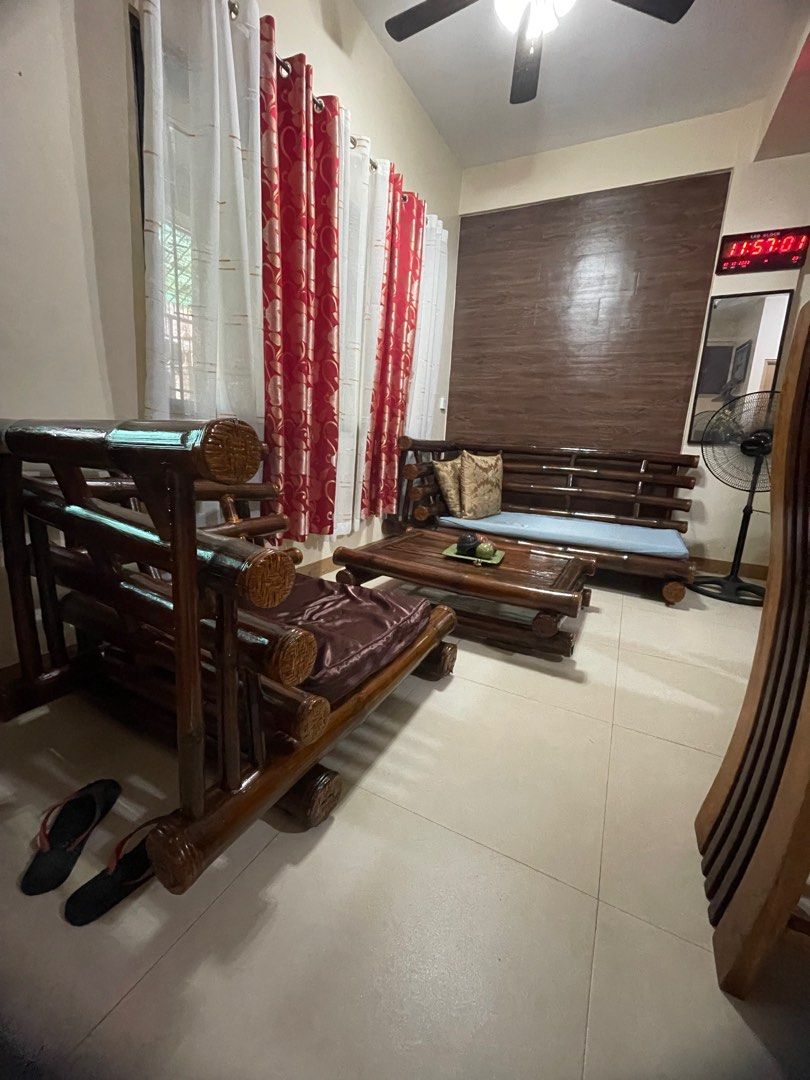 Sofa Bamboo Japan Style (Category: Sofas) located in Marikina City. Submitted by ailacollections (Listing ID 1259295618, Image 1). Description: 4 seaters wide (sofa bed style) 1 seater wide Mababa lang (japan style modern design) Own Design Well maintained sofa Comes with uratex foam Issue yung single sofa need to fix ng konti may konting galaw All goods walang anay Walang surot .