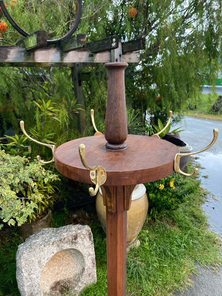 Solid cengal wood hat/coat stand with solid brass hanger, Hobbies
