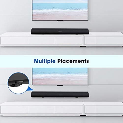 Soundbar MEGACRA TV soundbar with Dual Bass Ports Wired and Wireless Bluetooth 5.0 Home Theater System 28 Inch Enhanced Bass Technology 3 Inch