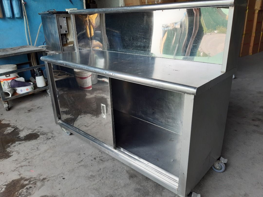 STAINLESS STEEL WORKING COUNTER TABLE with CABINET, Furniture & Home ...