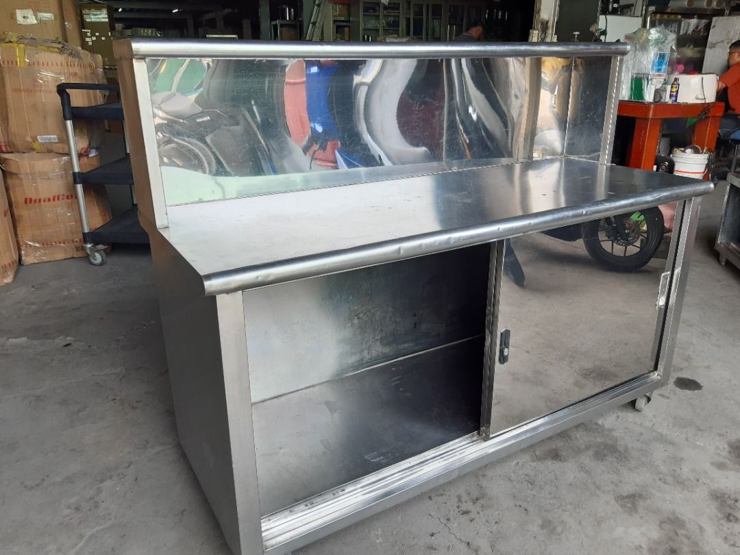 STAINLESS STEEL WORKING COUNTER TABLE with CABINET, Furniture & Home ...