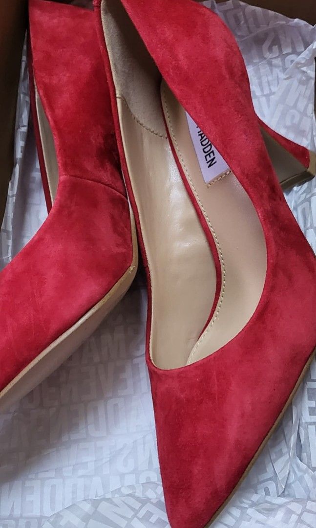 Steve Madden red suede heels Women s Fashion Footwear Heels on