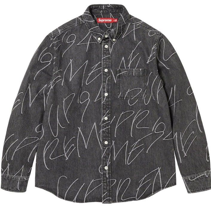 Supreme shirt handwriting jacquard denim FW 23 New York week 8