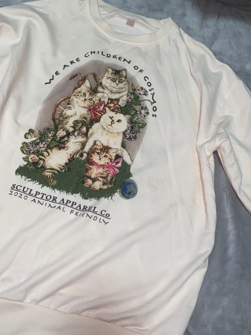 Vintage cat sweater, Women's Fashion, Tops, Longsleeves on Carousell