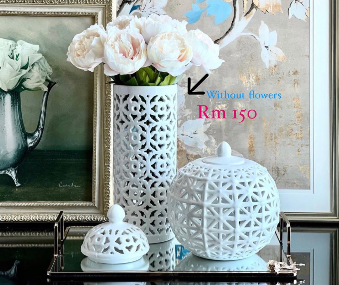 Tall white Vase collection, Furniture & Home Living, Home Decor, Vases