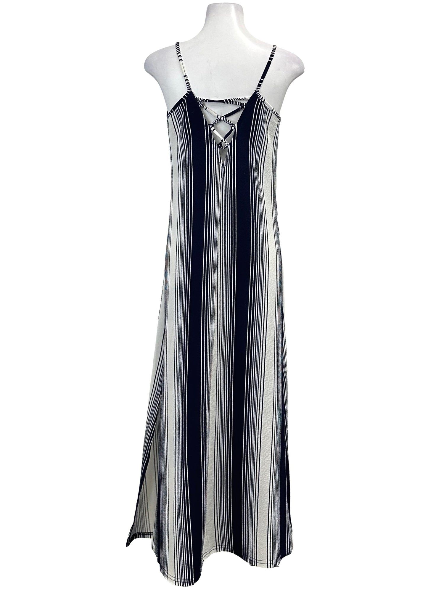 TEMT Navy Blue and White Striped Maxi Dress, Women's Fashion, Dresses & Sets, Dresses on Carousell