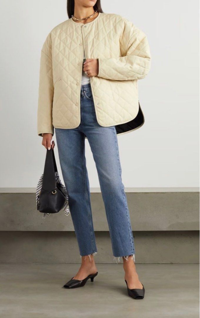 Toteme Quilted Cotton Jacket light hay S