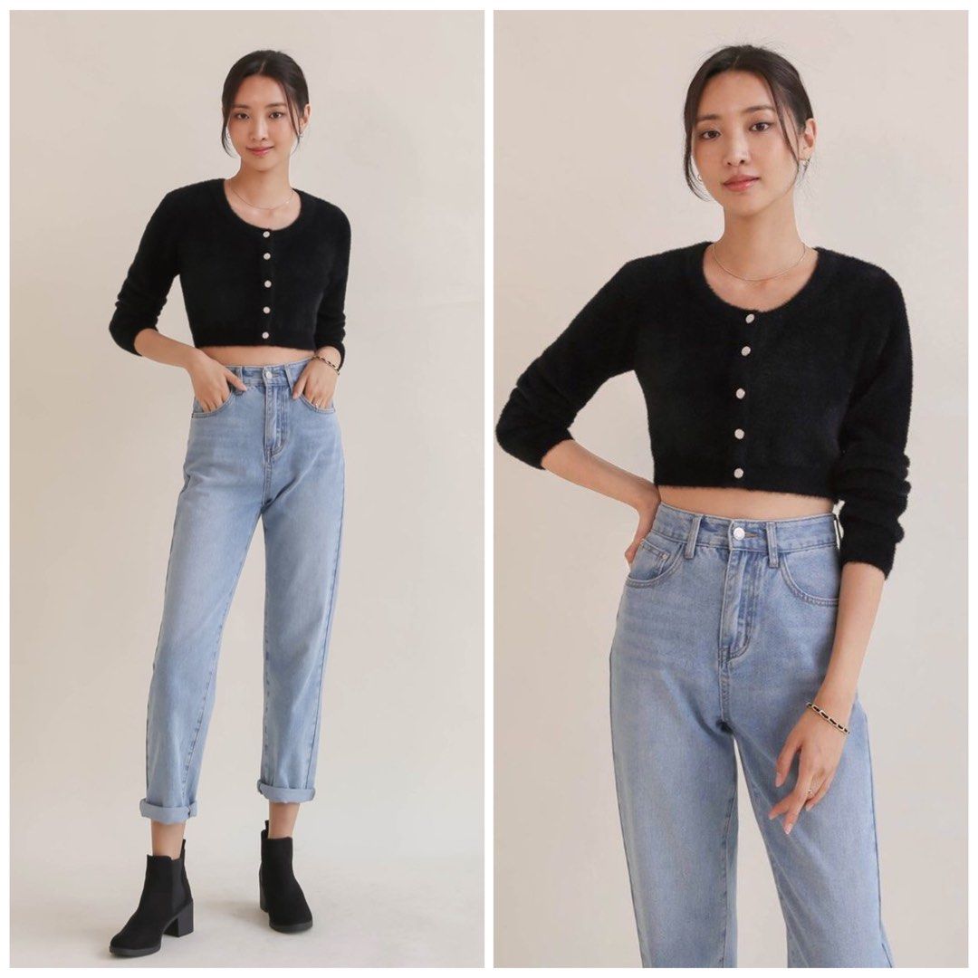 Fuzzy online crop cardigan