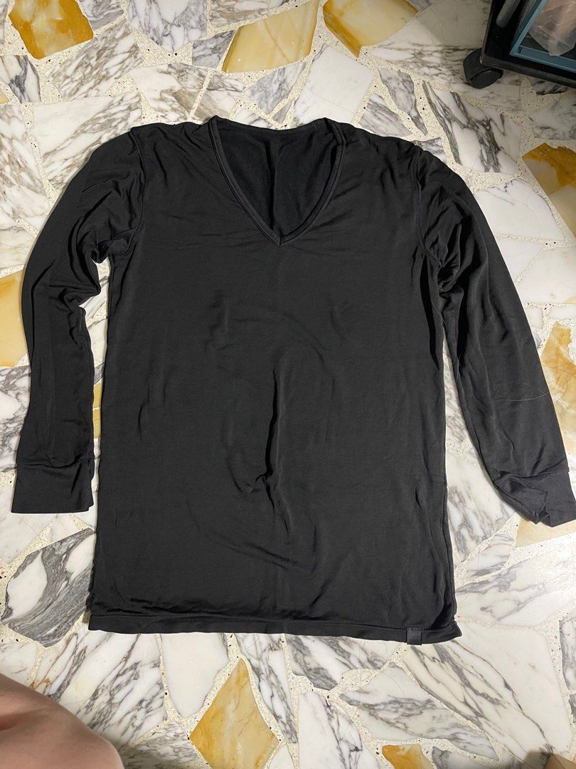 Uniqlo Heattech Extra Warm Long Sleeve Crew Neck T-Shirt NEW Men’s XXL Dark  Gray