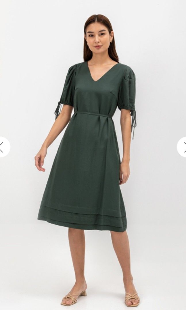 (4p. pack) Green Printed Sleeveless Midi Dress - V8 main image 0
