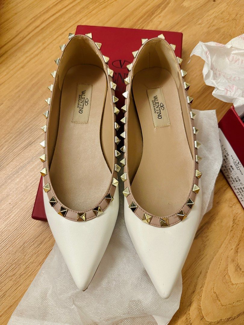 Valentino best sale white flats