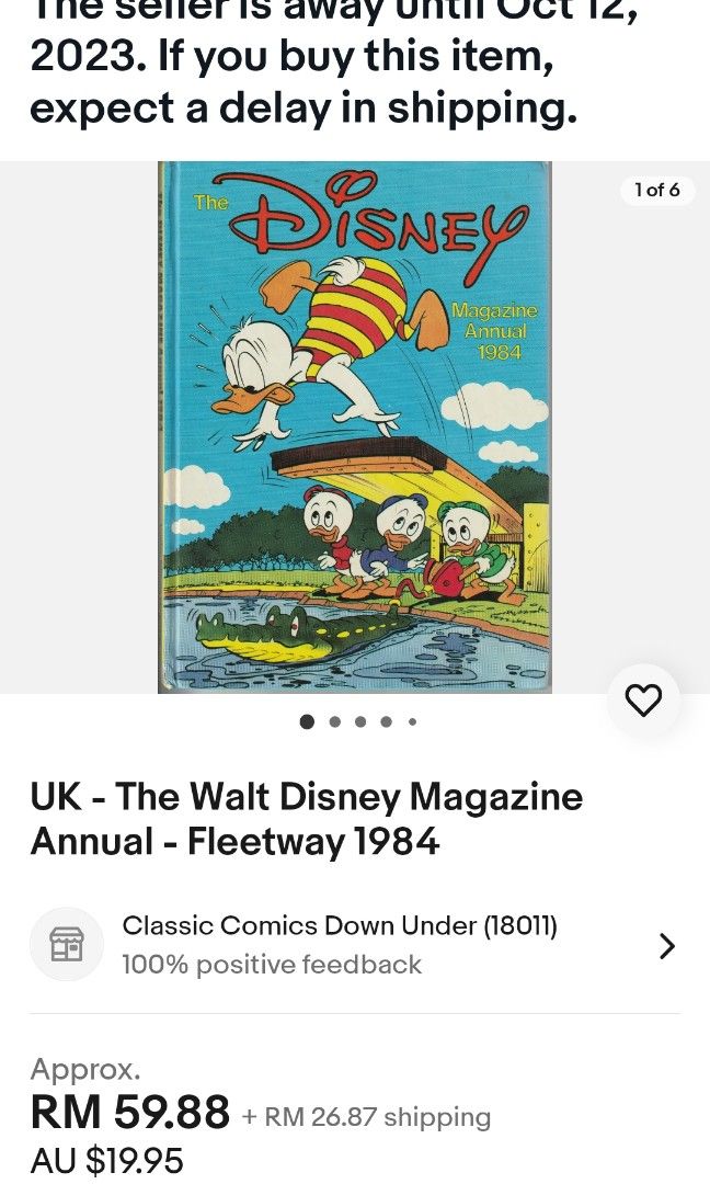 Vintage Disney Magazine Annual 1984, Hobbies & Toys, Books & Magazines