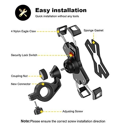 visnfa Bike Phone Mount Anti Shake and Stable Cradle Clamp with 360°  Rotation Bicycle Phone mount / Bike Accessories / Bike Phone Holder for  iPhone