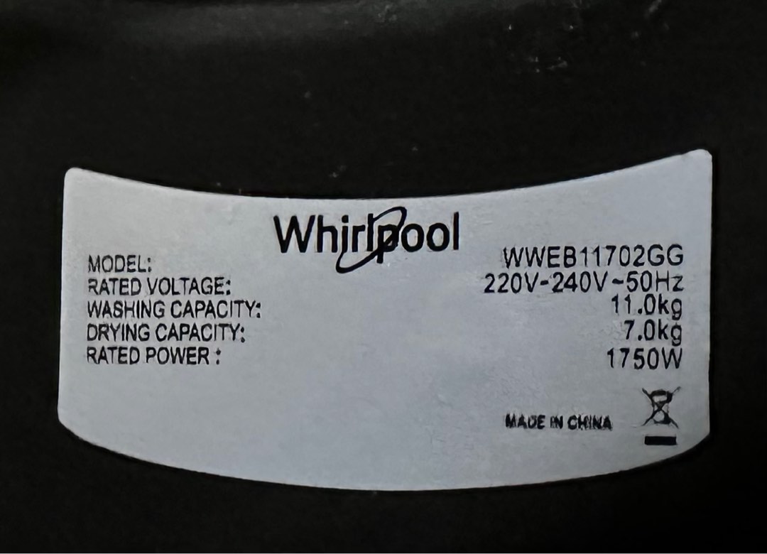 Whirpool Front Load 11/7Kg, TV & Home Appliances, Washing Machines and