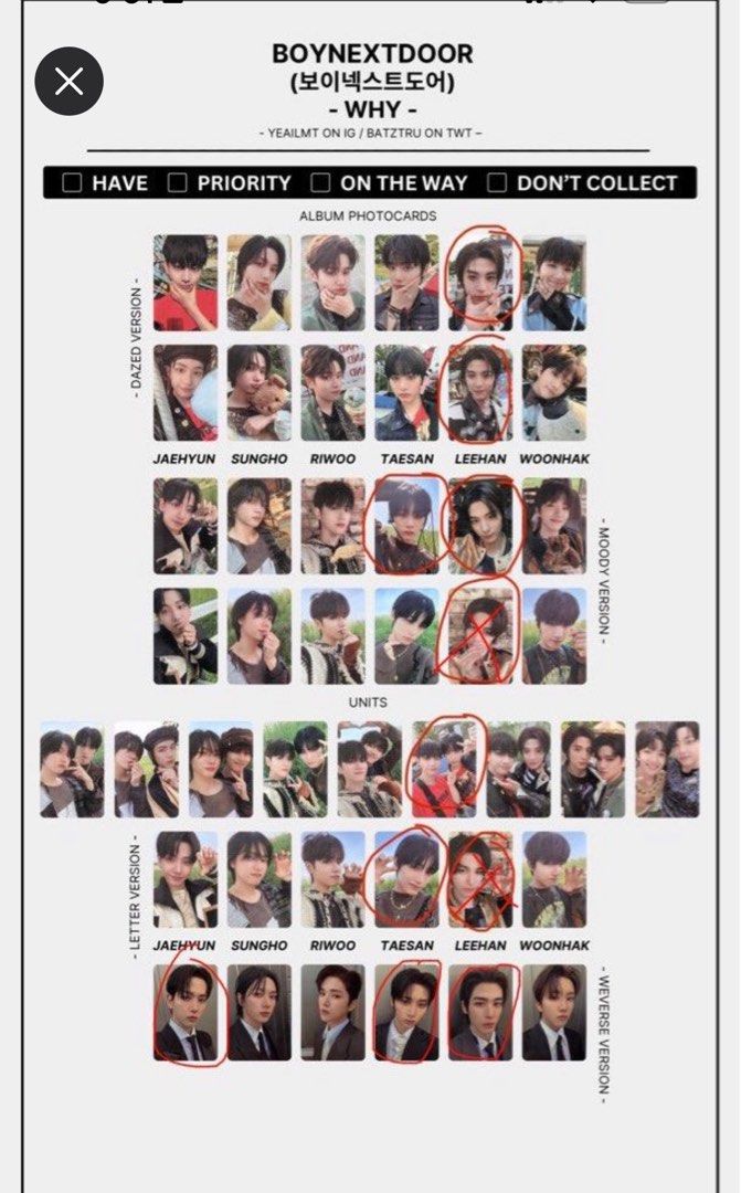 WTT WTS boynextdoor bnd leehan why pc photocard letter, Hobbies & Toys