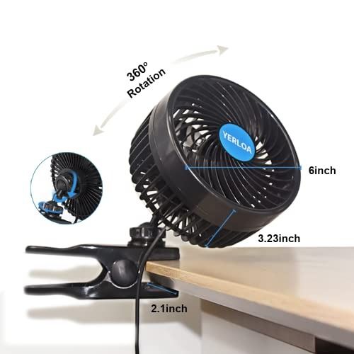  Electric Car Fans for Rear Seat Passenger with 4 Speeds,  Portable Rechargeable Vehicle Fan for Car Seat, Battery Operated, USB  Powered, Ultra Quiet, Powerful, 360° Rotatable,for SUV, RV,Truck, Camping :  Electronics