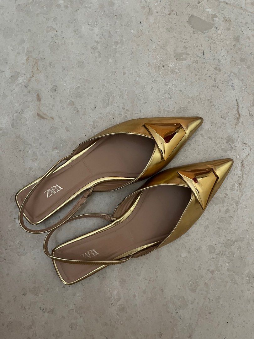 Zara gold hot sale flats