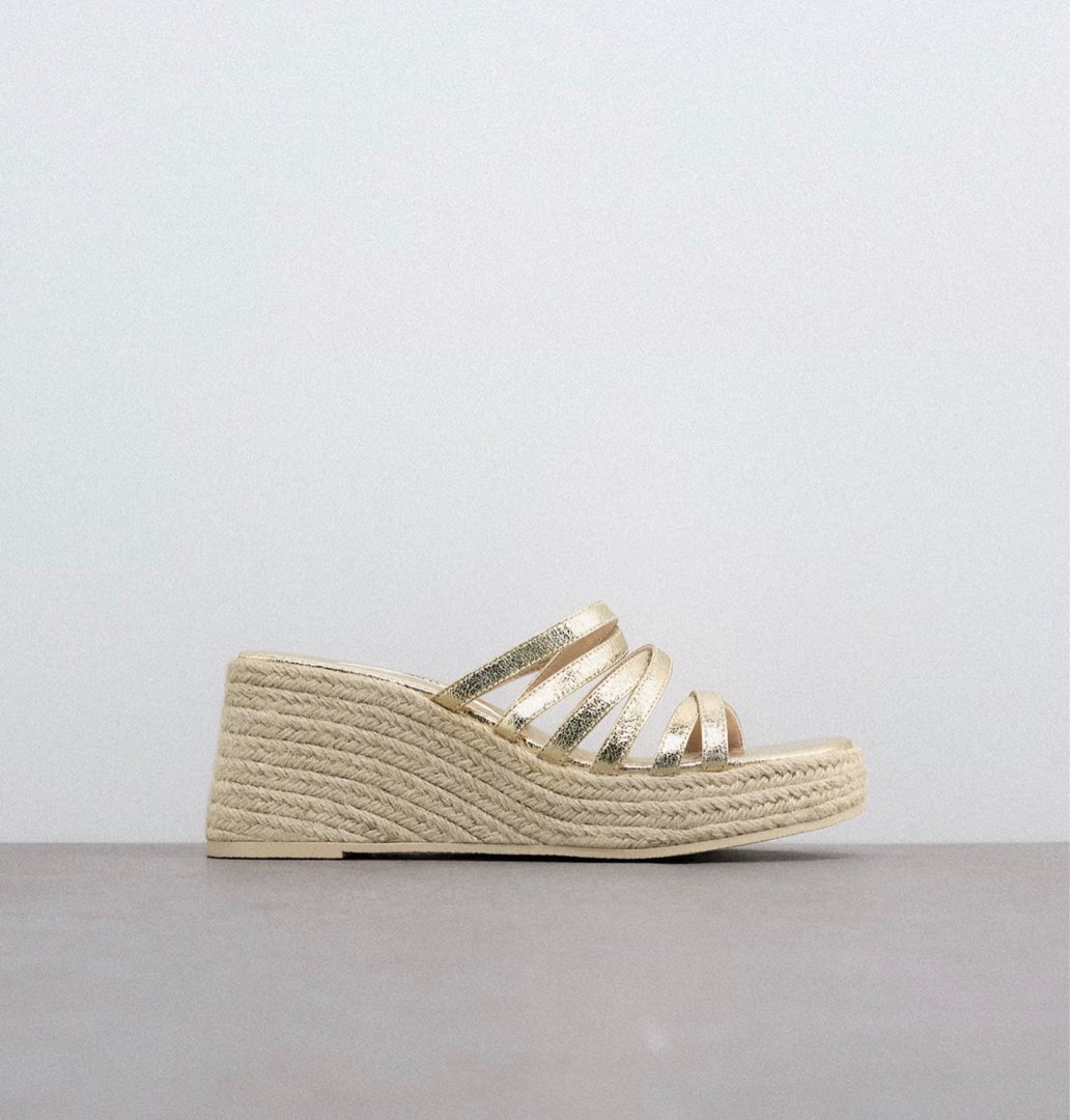 Zara gold wedges cheap