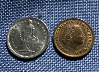 1/2 Franc coin 1968 - 1 cent 1965 Nederland coin
